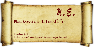 Malkovics Elemér névjegykártya
