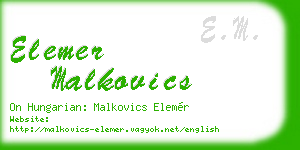 elemer malkovics business card